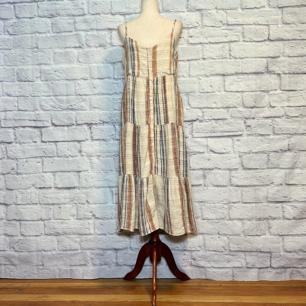 Maisie Cream Striped Midi Dress